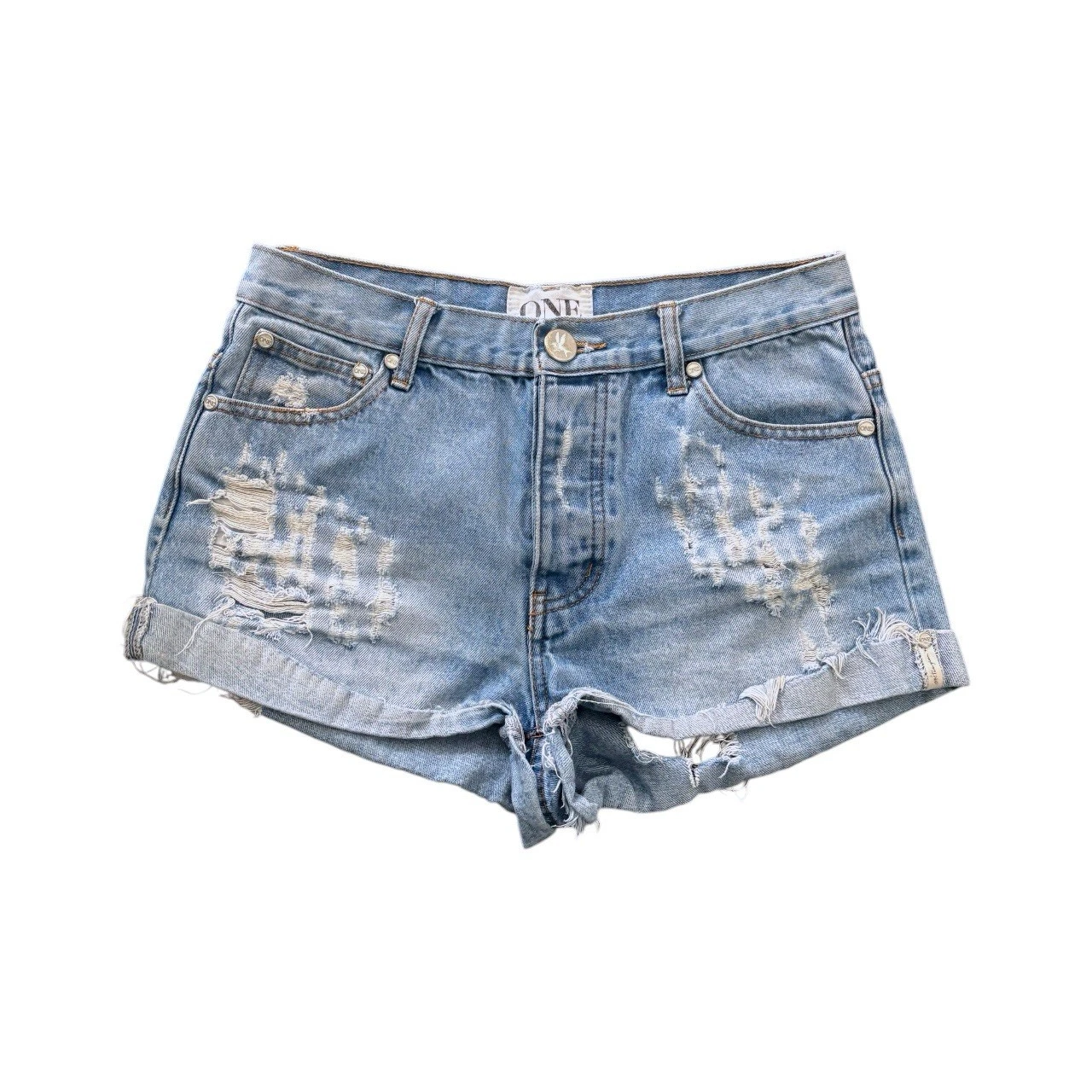 One Teaspoon Hawks Jean Shorts Size 28 Denim Distressed Cotton Casual