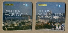 BBC SPORT, 2014 FIFA WORLD CUP COPERTURA TV TAPPETINO BIRRA SOTTOBICCHIERE SOUS-BOCK