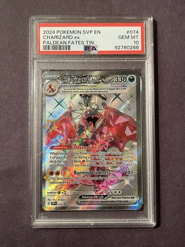 2024 POKEMON CHARIZARD EX BLACK STAR 74 PROMO PALDEAN FATES TIN PSA 10 GEM MINT
