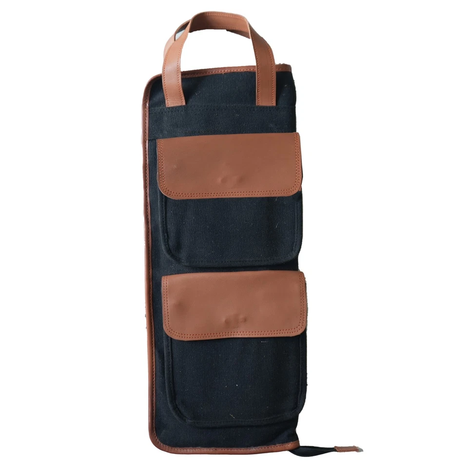 Bolsa de baquetas de lona y cuero estuche de baquetas soporte para baterista Foto 3 de 4