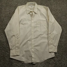 Perry Ellis Portfolio Dress Shirt Mens 16.5 32/33 Ivory Button Down Career Bu