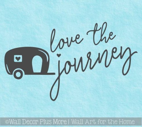 Camper Art Stickers Love The Journey Vintage RV Wall Decor Motorhome Vinyl Decal - Picture 1 of 7