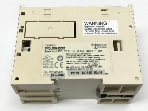 Schneider TWDLMDA20DRT Twido Processor Controller Base Unit 12 In/8 Out, 24VDC - Picture 6 of 7