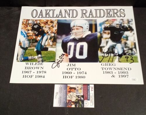OAKLAND RAIDERS SIGNED 12x17 PRINT JIM OTTO WILLIE BROWN G TOWNSEND JSA  - Picture 1 of 6