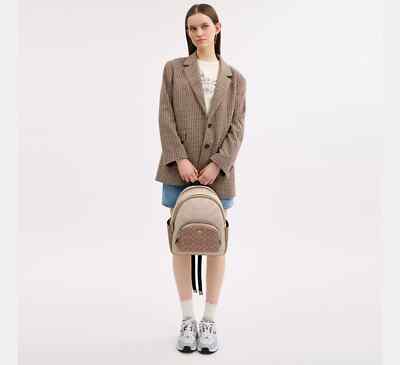 NWT Coach CZ771 Court Backpack In Blocked Signature Canvas Sand