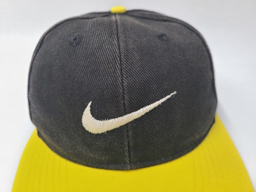Vintage Youth Nike Snapback Hat Cap Swoosh Baseball Kids Boys Girls Black Yellow - Picture 4 of 12