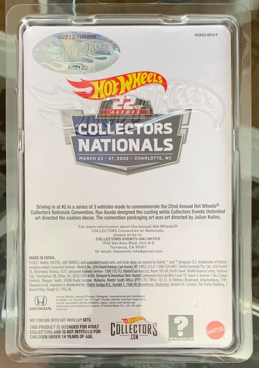 Hot Wheels 22nd Nationals Convention 2022 Charlotte Red Honda