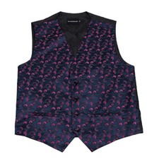 Men's Navy Pattern Tuxedo Vest Formals Weddings Proms Fashion Waistcoat