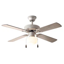 42 Inch Downrod Ceiling Fan with Light Kit, Satin Nickel, 4 Blades, Reverse Airf