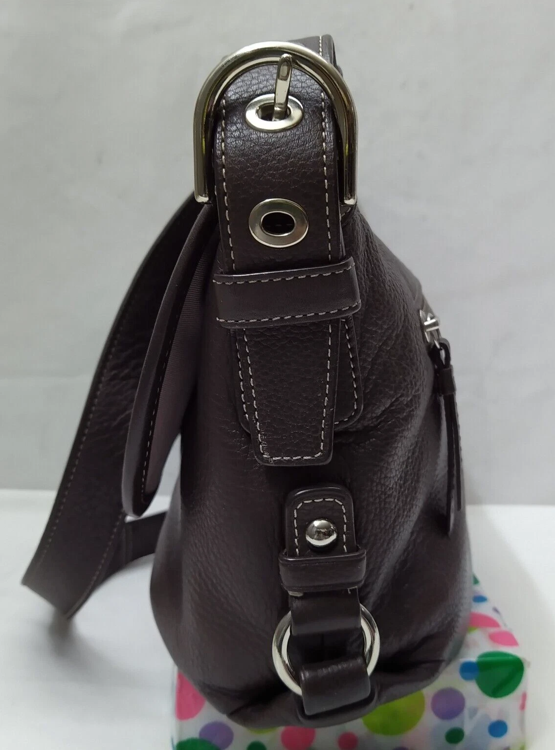 Borsa a tracolla Coach in pelle marrone chiusura con patta e chiusura a strappo