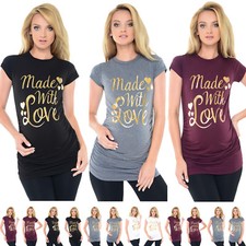 Purpless Maternity Made with Love-Gold Slogan Cotton Pregnancy Top T-shirt 2015