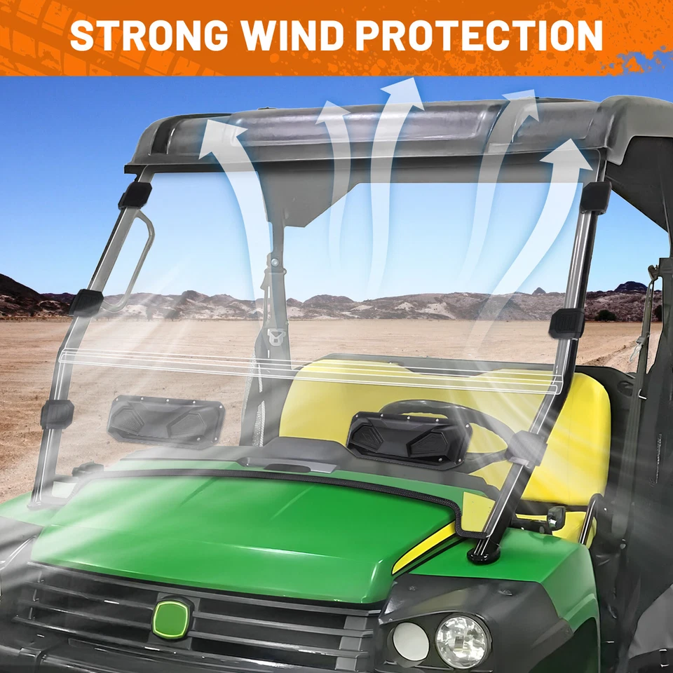 UTV Vented Full Windshield for John Deere Gator HPX XUV850 855D 620i 625i 825i Foto 2 de 4