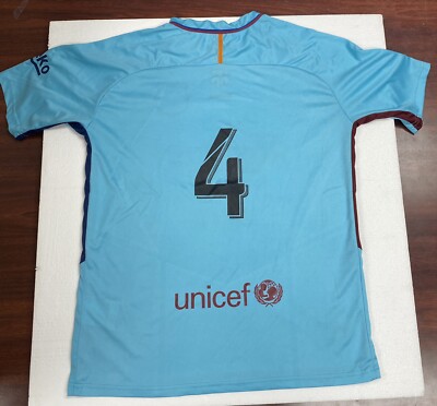 Barcelona FCB Rakuten Beko Futbol #4 Soccer Jersey Blue Men s Size Medium