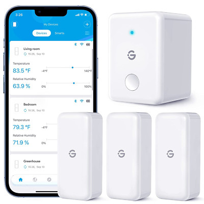 Goveelife WLAN Hygrometer Thermometer Innen 3 Pack, Smart Temperatur Und Luftfeu