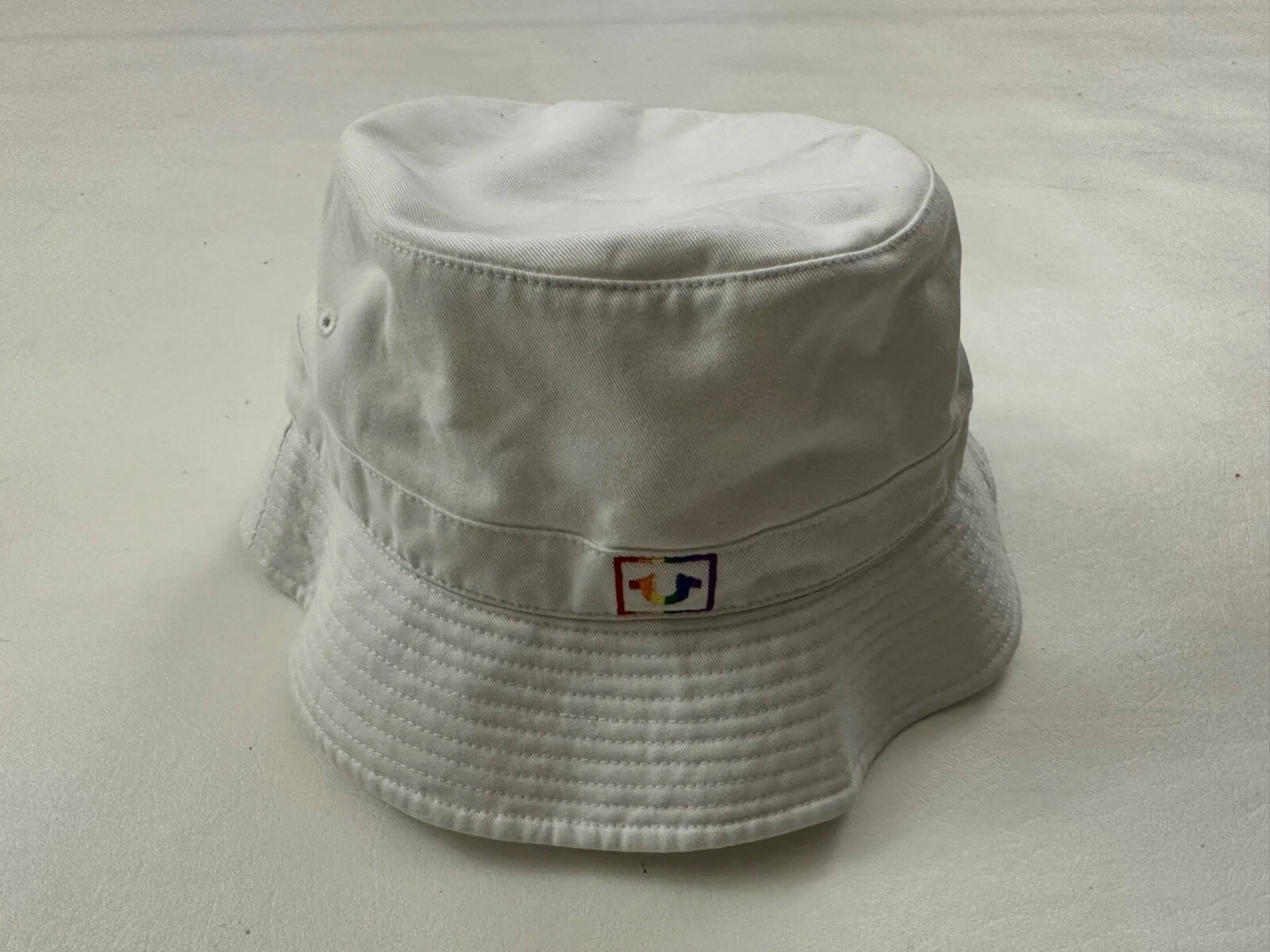 True Religion Embroidered Logo White Cotton Bucket Hat Cap OSFM Size