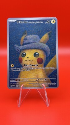 Pokémon Van Gogh Pikachu with Grey Felt Hat GOLD Metal Card Custom