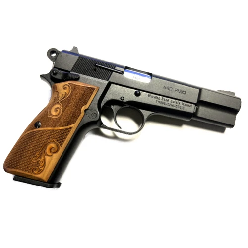 Empuñaduras de nogal Browning de alta potencia con desplazamiento y cuadros Foto 2 de 4