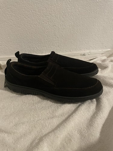 Dark Brown mens house slippers And Out 