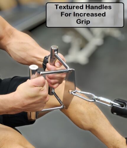 V Bar Machine Cable Attachment For Seated Rows Handles Gym Exercise Pull Downs - Picture 3 of 25