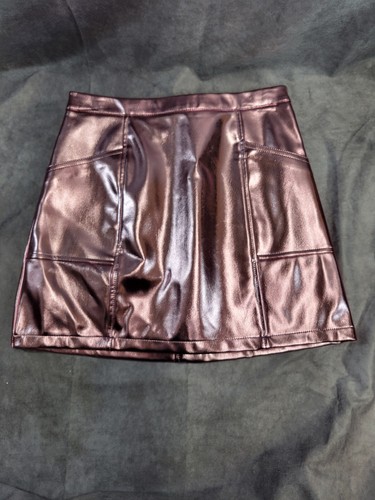Art Class Girls Pink Metallic / Black Faux Leather A-Line Skirt - Multiple Sizes - Picture 6 of 9
