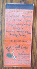 JAI ALAI MATCHBOOK COVER: JAI-LAI CAFE COLUMBUS, OHIO EMPTY MATCHCOVER -D13