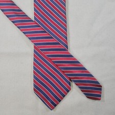 Hart Schaffner Marx Tie Red/Blue Repp 100 Silk Necktie 3.25x60.5 USA