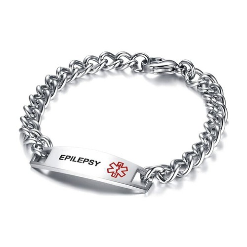 Women LASER ENGRAVED Emergency Medical Alert 8.7" Bracelet Stainless Steel - Picture 3 of 7