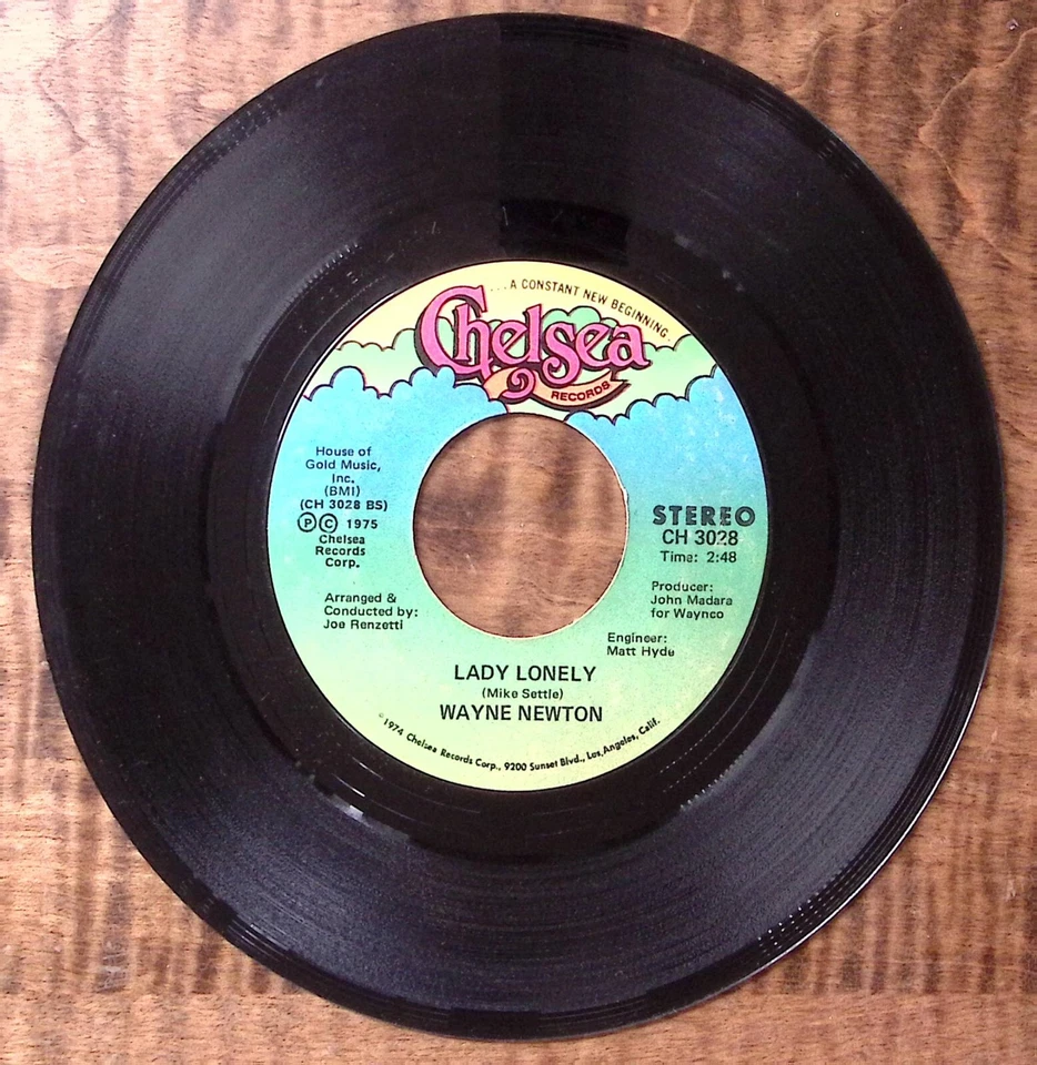 WAYNE NEWTON RUN TO ME/LADY LONELY CHELSEA RECORDS VINYL 45 54-31 - Image 3 of 3