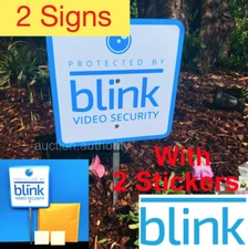 2 Blink Video Security Yard Sign Camera Monitoring Waterproof 4 Window Stickers