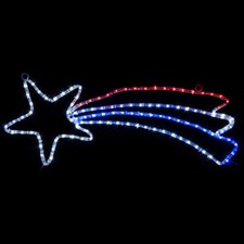 LED Rope Light Patriotic Shooting Star Motif - Lighted Silhouette - Red, Cool...