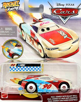 Disney Pixar Cars Paul Conrev Rocket Racing Modell mit Blast Wall NEU & OVP
