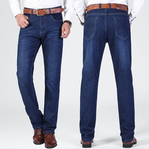 Men's Casual Jeans Denim Pants Mid Waist Straight Fit Trousers Stretch All Sizes - Picture 13 of 13