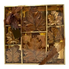 Vintage Pier 1 Imports 8 Fall Leaves Floating Candles Bronze Colored Unscented