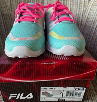 Fila Fantom 5 green  Pink Athletic Running Shoes Big Kids Size 7 US 3RM01527-428
