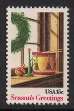 Scott 1843- Wreath & Toys, Seasons Greetings, Christmas- MNH 15c 1980 mint stamp
