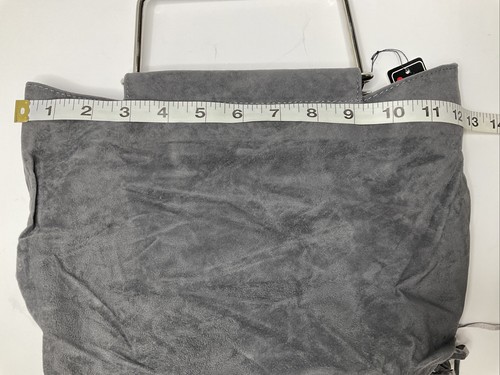 Comeco Velour Fringe Purse Interlocking Silver Hardware NEW Gray *READ* - Picture 8 of 13