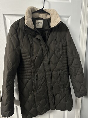 Espirit Womens Quilted Jacket Coat Brown Size M Chest Pit To Pit 20 Inches CL