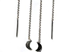 Sterling Silver Crescent Moon Dangle Ear Thread Earring