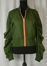 Hunter Women's Jacket Size Small Cropped Green Full Zip Casual Fun Nylon Boho