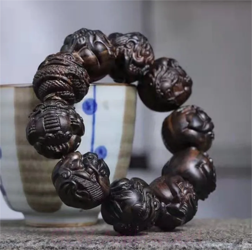 25mm*10 Nha Trang Wild Agarwood Bracelets Aloewood Malas Meditation Prayer Beads - Picture 8 of 9