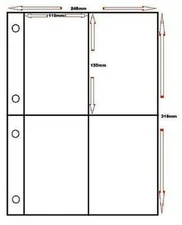 5 SLEEVES FOR GUARDIAN POSTCARD ALBUM 4 CARDS PER PAGE - 6" x 4.25" POCKETS