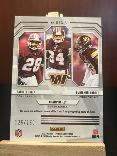 2023 Panini Phoenix Regeneration Relic Darrell Green-Champ Bailey-Forbes RC /150 - Picture 2 of 2