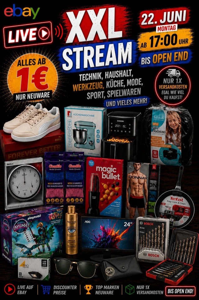 XXL Discounter Baumarkt Restposten Stream 17 Uhr -Open End Montag 22.Juni