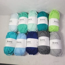 Lot of 10 Mini Skeins Knit Picks Brava Blue & Green Worsted Weight Yarn