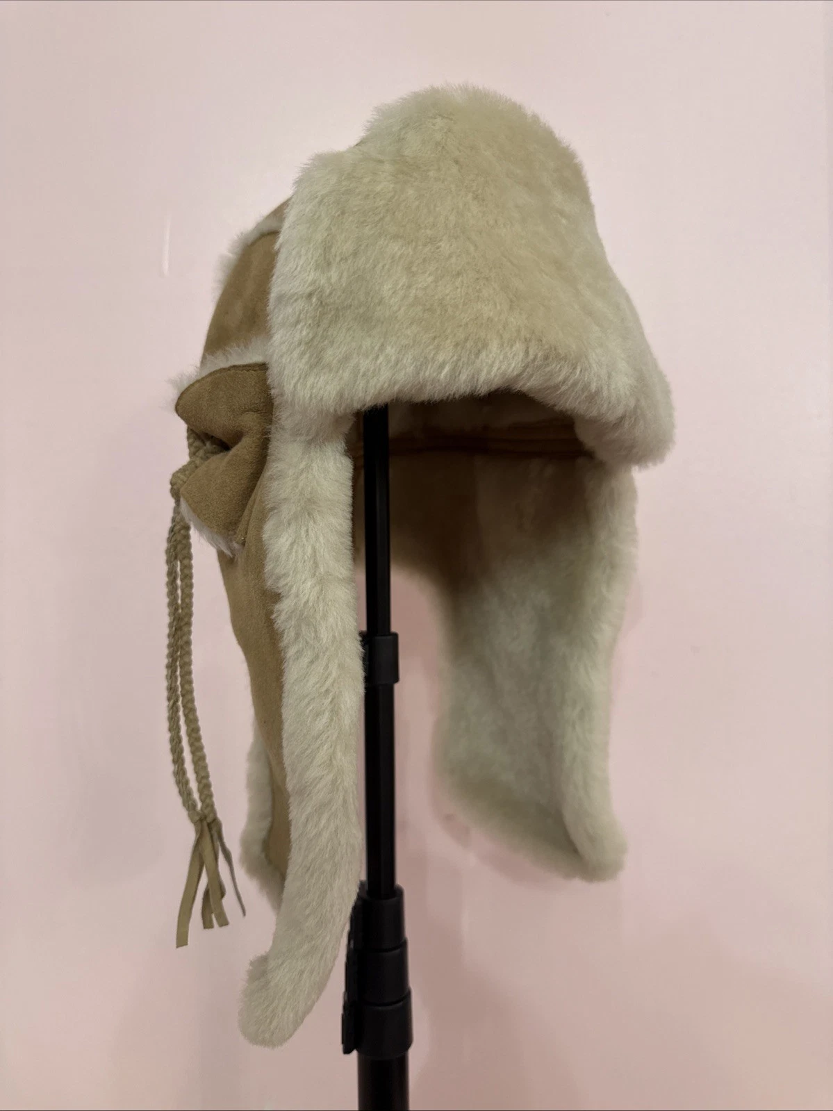 Topshop Tan Brown Sheepskin Suede Trapper Hat