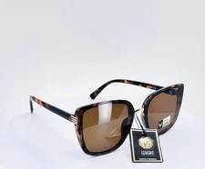 VG 8VG29454 TORTOISE BROWN Womens Classic Round Full Rim Sunglasses Amber Lens