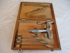 Vintage Mitutoyo .001" Depth Gage In Wood Box
