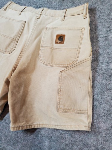 Vintage 90s Faded Carhartt Shorts Brown Duck Canvas Carpenter Size 34* B25 BRN - Picture 11 of 18