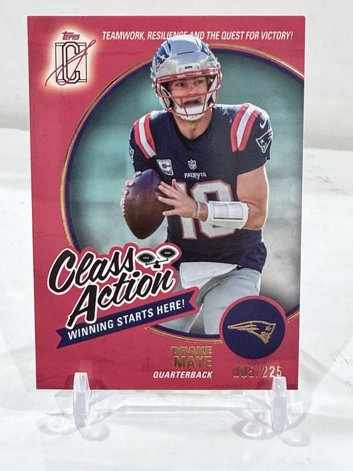 2025 Drake Maye - Topps Signatures Class Red Class Action /225 Patriots #CA-22