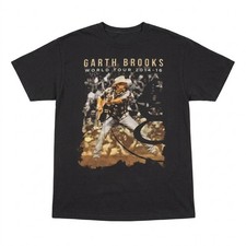 Hanes Men's Medium Brooks Garth World Tour 2014-16 Concert T-Shirt Black Graphic